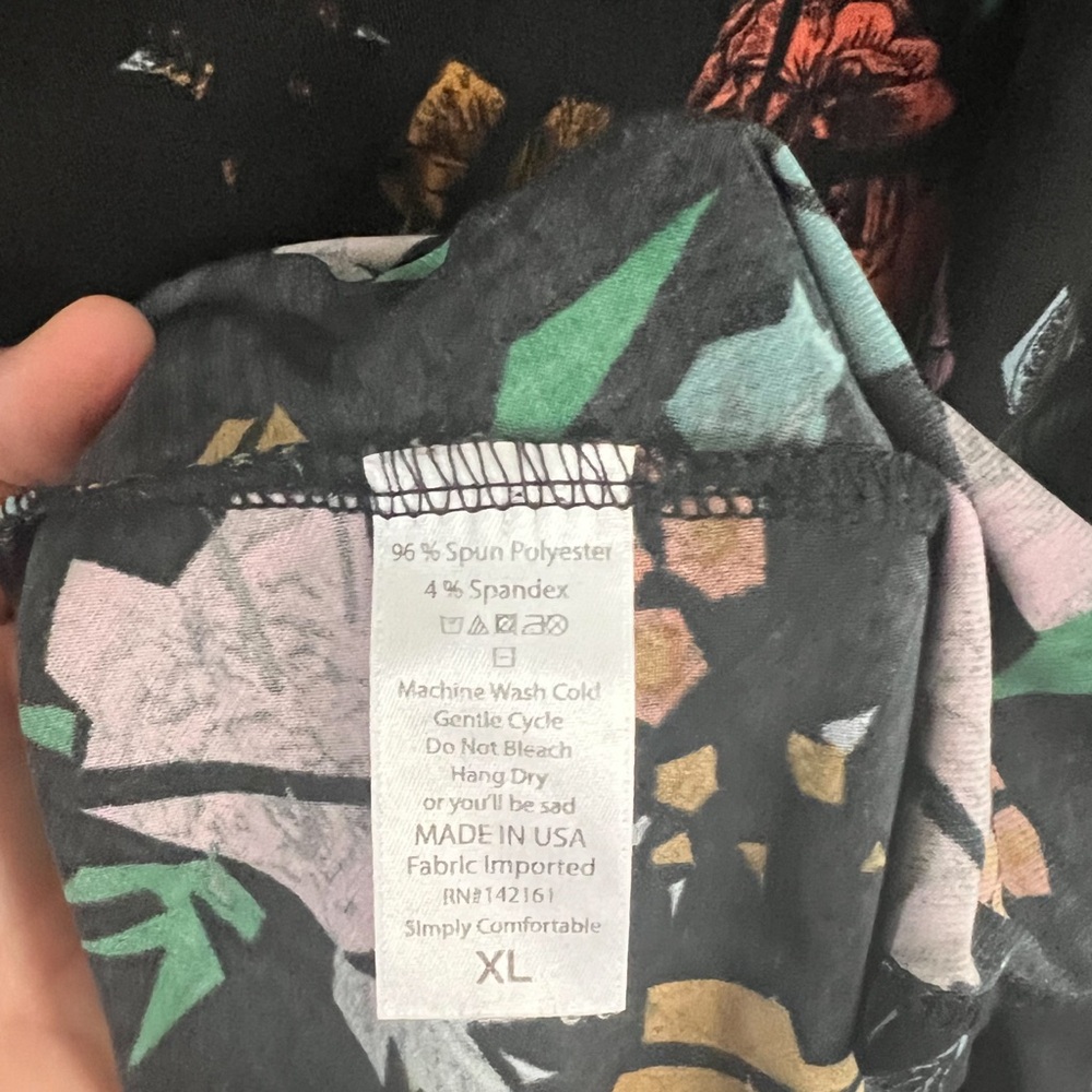 LuLaRoe Black Maxi Skirt with Multicolor Floral Print - Picture 3 of 3
